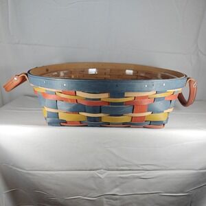 2017‎ Longaberger Round Serving Basket Set Handmade Maplewood